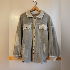 Free People Ruby Jacket Gray Small Fleece Long Sleeve Button Front Pockets Small